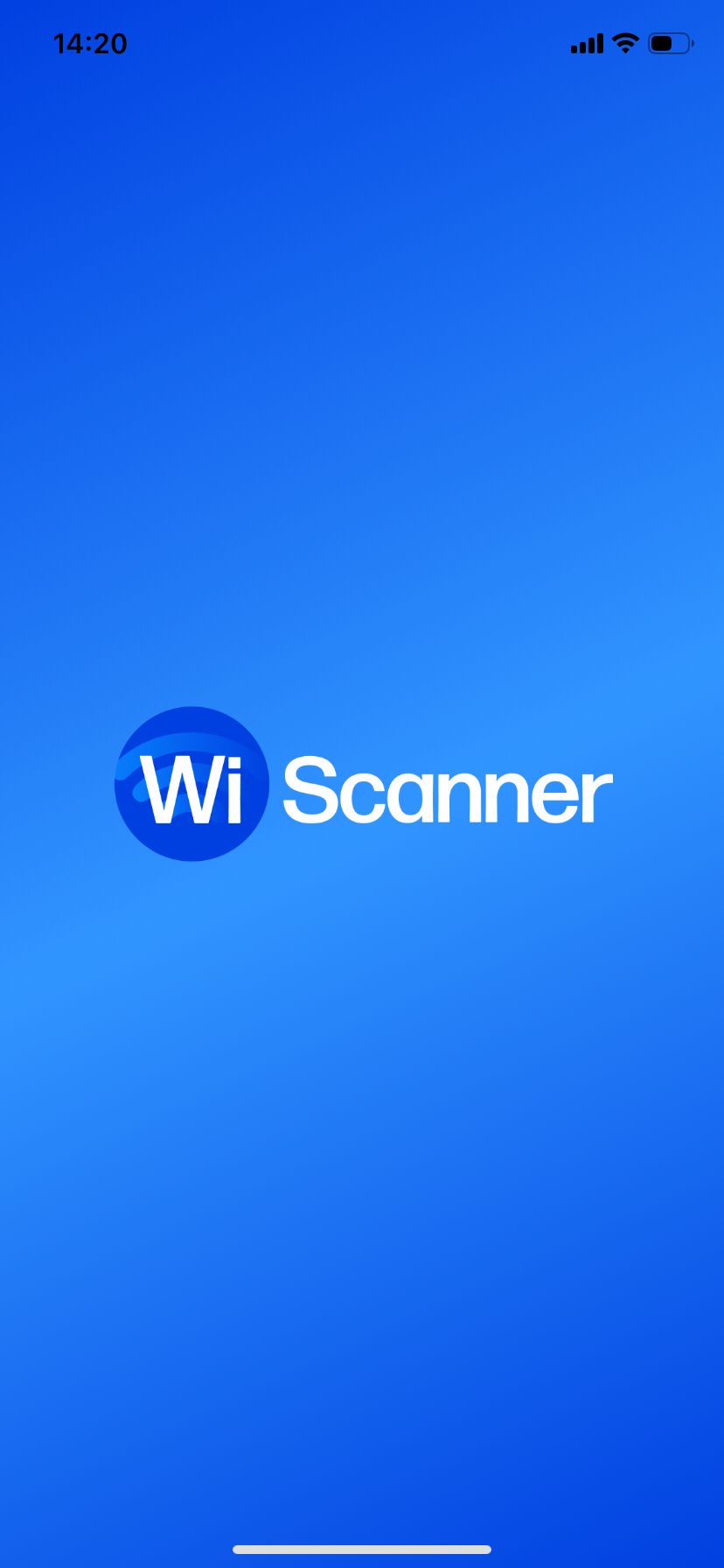 WiScanner uygulaması açılış ekranı