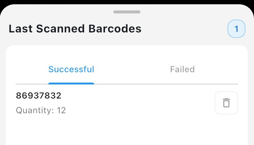 Last Scanned Barcodes