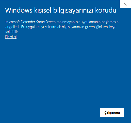 Windows SmartScreen warning